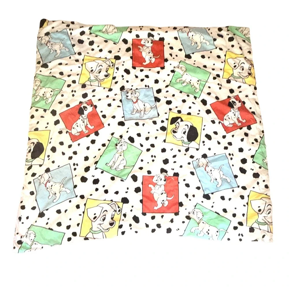 Vtg Nursery Rhyme Embroidered Quilt Reversible 101 Dalmatians Baby Blanket